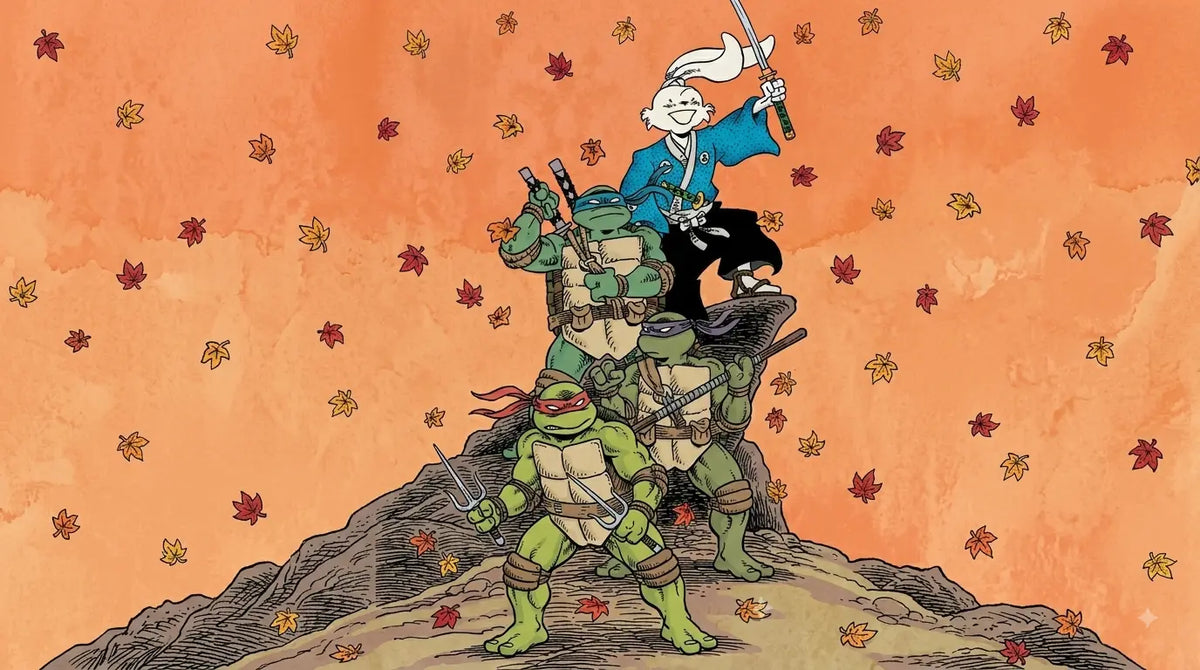Teenage Mutant Ninja Turtles and Usagi Yojimbo in WhereWhen, art by Stan Sakai